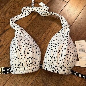 Sunsets Swim Bikini Top White black  Polka dot Size:L